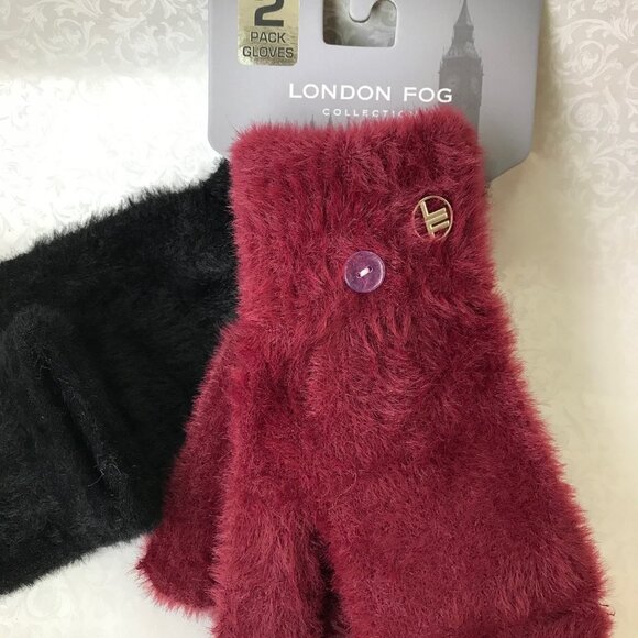 London Fog women O/S  winter Gloves black & red 2 Pack NWT - Picture 7 of 10